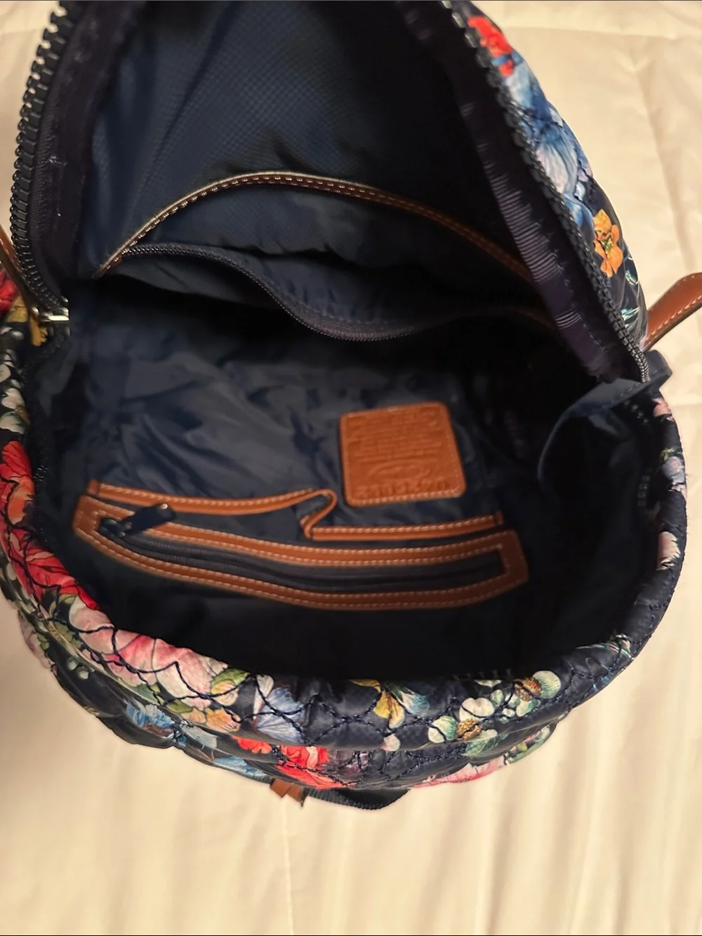 Brighton Kingston Heart to Heart Quilted Floral Backpack - Navy Floral